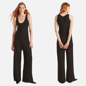 Rebecca Taylor Black Sleeveless Doily Jumpsuit
